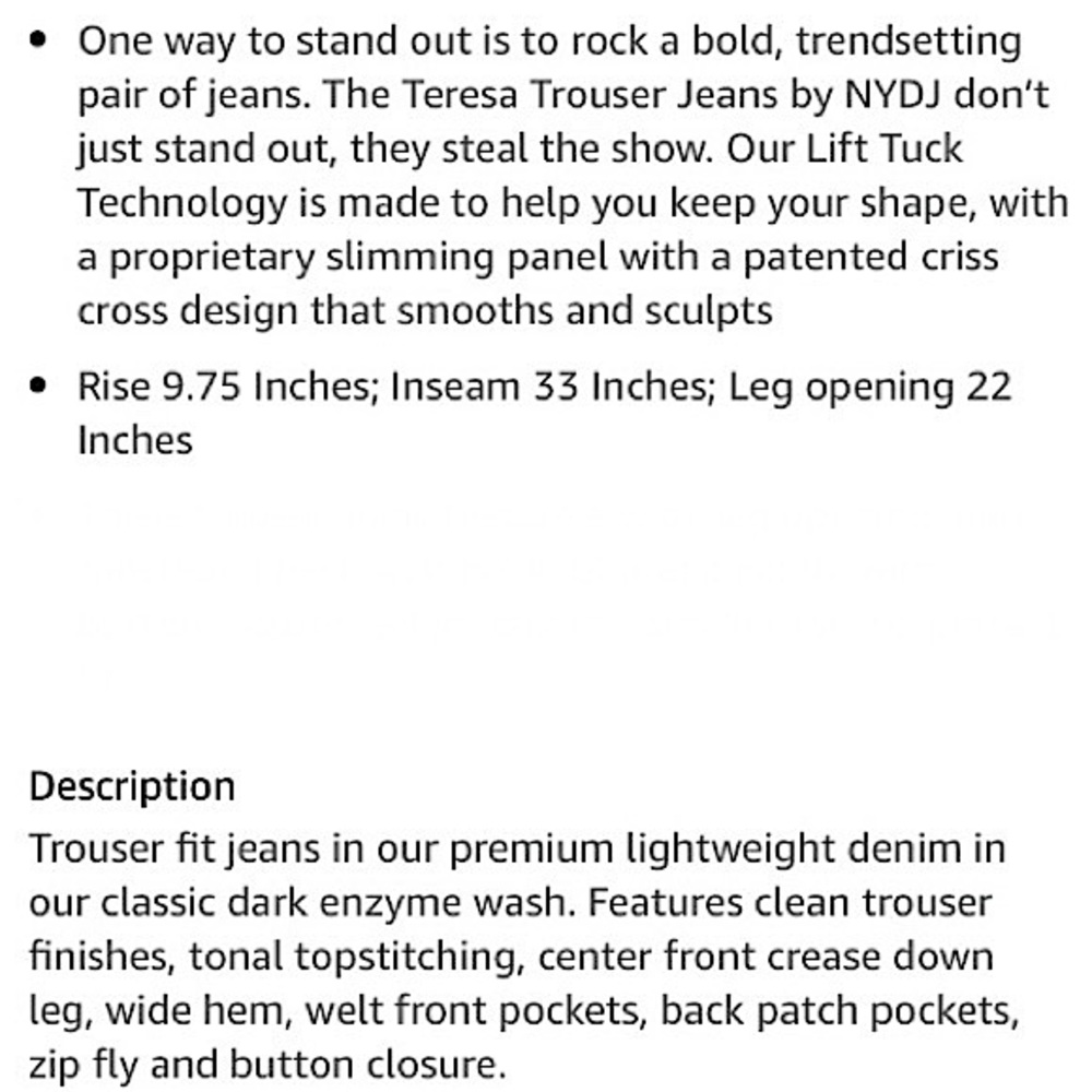 NYDJ Wide Leg Trouser Jeans Teresa  Dark Wash - Picture 16 of 16
